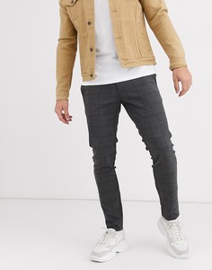 Суженные книзу серые брюки в клетку Only & Sons-Серый