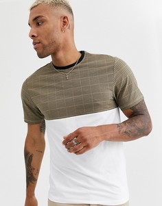 Белая футболка со вставкой в клетку Only & Sons-Белый