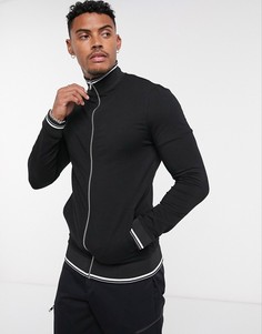 Черная трикотажная олимпийка в рубчик ASOS DESIGN-Черный