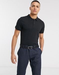 Черное поло из органического хлопка Selected Homme-Черный