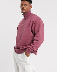 Oversize-свитшот ягодного цвета с короткой молнией ASOS DESIGN-Розовый