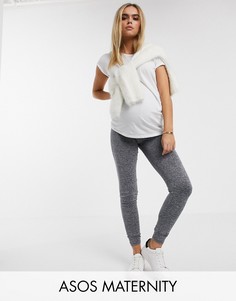 Меланжевые леггинсы с посадкой над животом ASOS DESIGN Maternity Tall-Серый