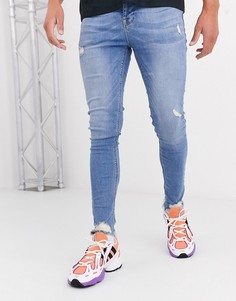 Светло-синие эластичные джинсы с напылением ASOS DESIGN-Синий
