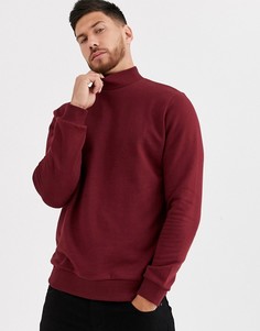 Бордовый свитшот с высоким воротником ASOS DESIGN-Красный