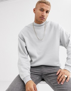 Светло-серый oversize-свитшот с высоким воротом ASOS DESIGN