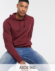 Худи бордового цвета из органического хлопка ASOS DESIGN Tall-Красный