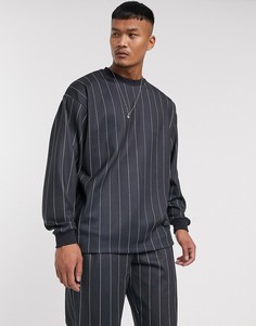 Oversize-свитшот в полоску от комплекта ASOS DESIGN-Черный