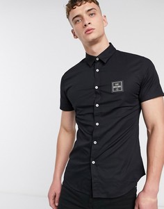 Рубашка с короткими рукавами и логотипом Love Moschino-Черный