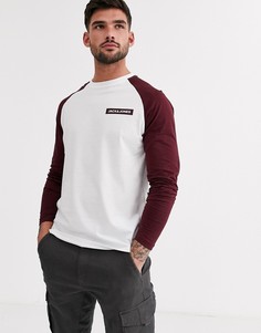 Лонгслив с логотипом на груди Jack & Jones-Белый