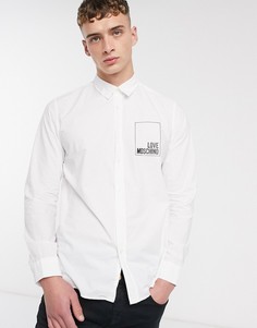 Рубашка с длинными рукавами и логотипом Love Moschino-Белый