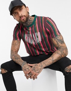 Футболка в вертикальную полоску с принтом ASOS DESIGN-Мульти
