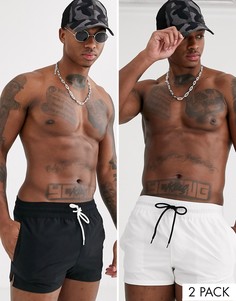 Набор из 2 ультракоротких шортов для плавания (черные / белые) ASOS DESIGN - Скидка-Мульти