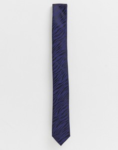 Темный галстук с принтом \зебра\" Devils Advocate-Темно-синий