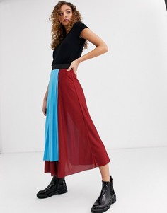 Юбка миди в стиле колор блок с запахом ASOS DESIGN-Мульти