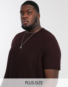 Бордовая футболка из вафельного трикотажа Burton Menswear Big & Tall-Красный