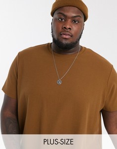 Футболка из вафельного трикотажа табачого цвета Burton Menswear Big & Tall-Коричневый