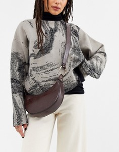 Сумка через плечо с рисунком крокодиловой кожи ASOS DESIGN-Коричневый