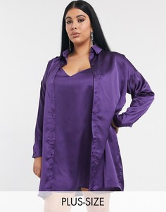 Фиолетовое атласное платье-рубашка от комплекта Missguided Plus-Фиолетовый