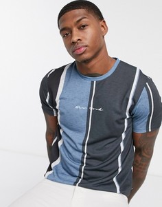 Темно-синяя футболка в полоску Burton Menswear-Темно-синий