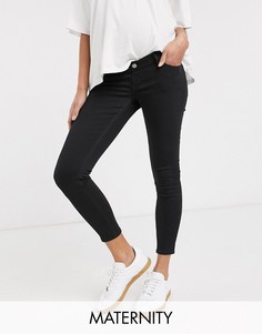 Черные джинсы скинни с посадкой над животом Topshop Maternity-Черный