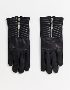 Черные кожаные перчатки River Island-Черный