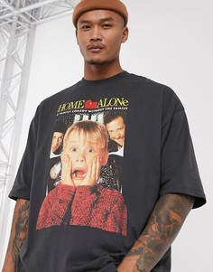 Новогодняя oversize-футболка с принтом \Home Alone\" ASOS DESIGN-Серый