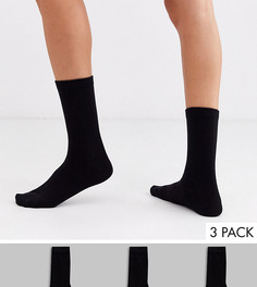 3 пары черных носков до щиколотки Monki-Черный