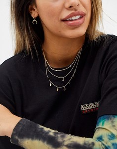 Золотистое многорядное ожерелье с кристаллами и ромбовидными подвесками ASOS DESIGN-Золотой