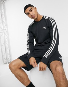 Черный лонгслив с 3 полосками adidas Originals