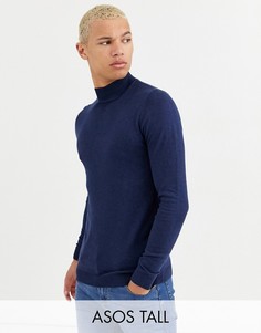 Темно-синяя водолазка из хлопка ASOS DESIGN Tall-Темно-синий