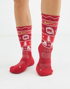 Красные новогодние носки Nike-Красный