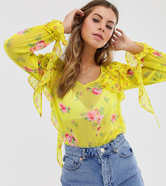 Блузка с цветочным принтом и оборкой Miss Selfridge-Мульти