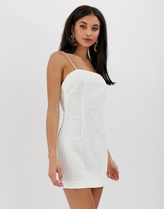 Платье мини с вышивкой ришелье Finders Keepers Kobie-Белый