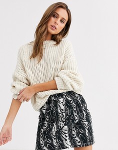 Джемпер цвета слоновой кости с круглым вырезом Topshop-Бежевый