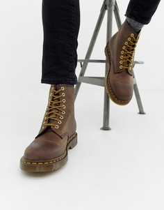 Коричневые ботинки с 8 парами люверсов Dr Martens 1460-Коричневый