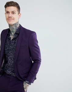 Фиолетовый супероблегающий пиджак из ткани с добавлением шерсти Noose & Monkey
