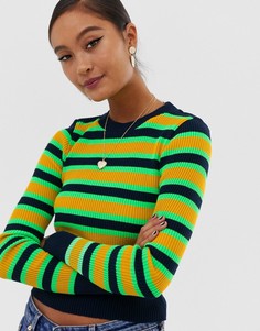 Джемпер в рубчик с неоновыми полосками ASOS DESIGN-Мульти