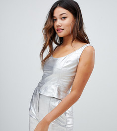 Кроп-топ с эффектом металлик Bershka-Серебряный