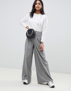 Широкие брюки в клетку с завышенной талией ASOS DESIGN-Мульти