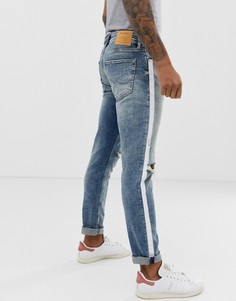 Узкие джинсы с рваной отделкой и лентами Jack & Jones Intelligence-Синий