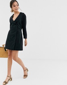 Черное джинсовое платье-блейзер мини на пуговицах ASOS DESIGN-Черный