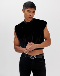 Черная короткая oversize-футболка без рукавов ASOS DESIGN-Черный