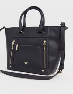 Черная oversize-сумка тоут с золотистыми молниями Dune-Черный