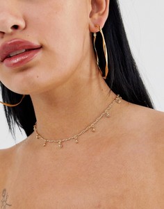 Золотистое ожерелье-чокер с подвесками-кристаллами ASOS DESIGN-Золотой