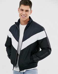 Черная дутая куртка с шевронными вставками River Island-Темно-синий
