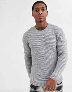 Серый джемпер в рубчик ASOS DESIGN