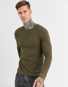 Джемпер хаки из вафельного трикотажа Bershka-Зеленый
