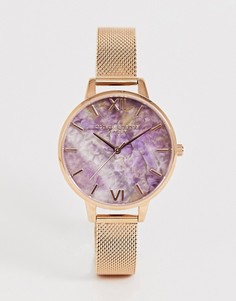 Часы с сетчатым браслетом и полудрагоценными элементами Olivia Burton OB16SP16-Серый