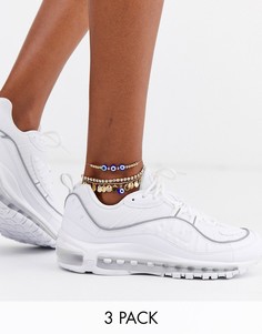 Набор из 3 золотистых браслетов на ногу с подвесками ASOS DESIGN-Золотой