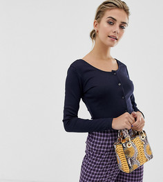 Топ в мелкий рубчик на пуговицах Glamorous-Темно-синий